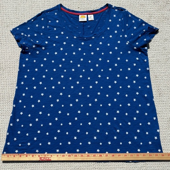 C&C California 100% Pima Cotton 1X Scoop Neck Lightweight Breathable Boxy Blue - Picture 9 of 10